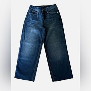 Dark Blue High Waisted Wide Leg Jeans, Size 4